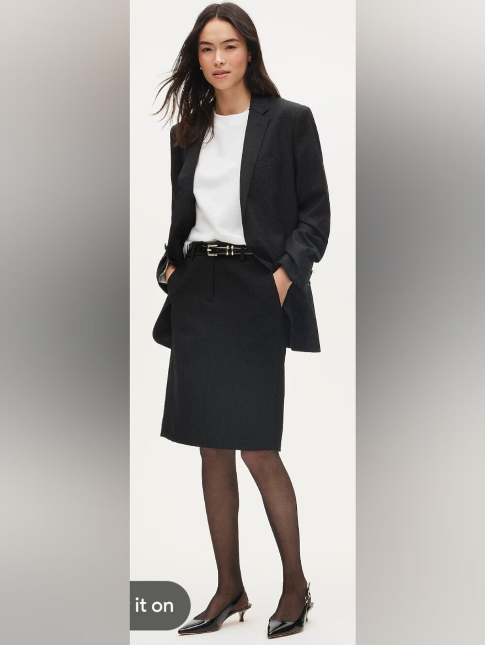 J. Crew Women's Wool Blend Black Pencil Skirt With Lining- Classic Office Style